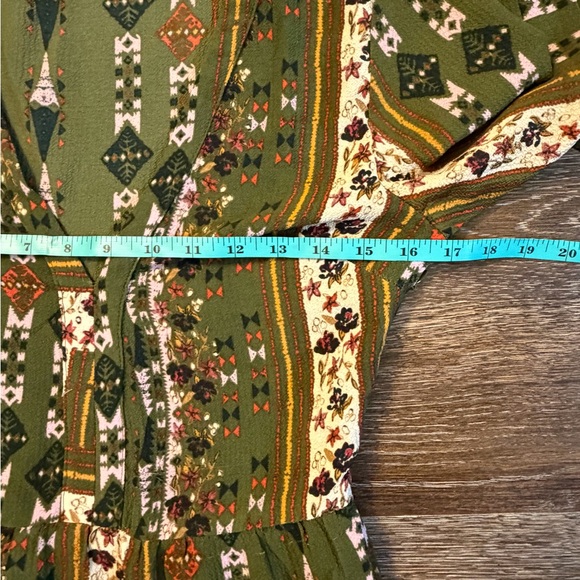 Altar’d State  Maxi Dress Olive‎ Floral Boho Long Sleeve - Picture 9 of 10